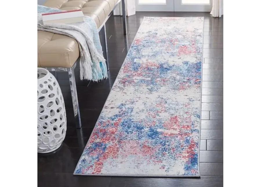 Brentwood 822 Navy / Red 2' X 6' Runner Powerloomed Rug