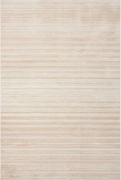 Imagica Neutral Distressed Striped Sandy Shores Contemporary Accent Rug 1'10" x 3'