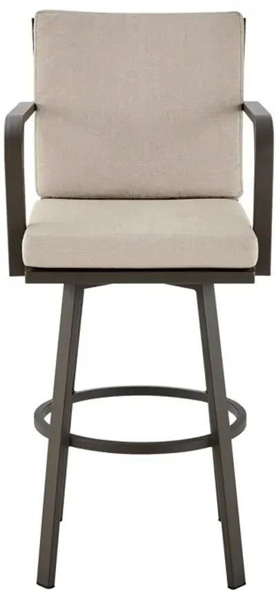 Don 26" Outdoor Patio Swivel Counter Stool in Brown Aluminum with Cushions