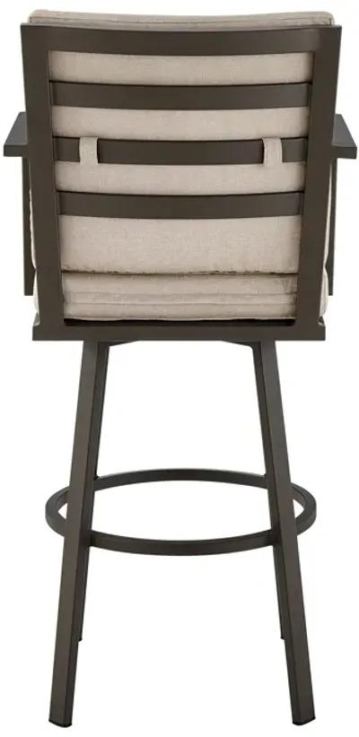 Don 26" Outdoor Patio Swivel Counter Stool in Brown Aluminum with Cushions