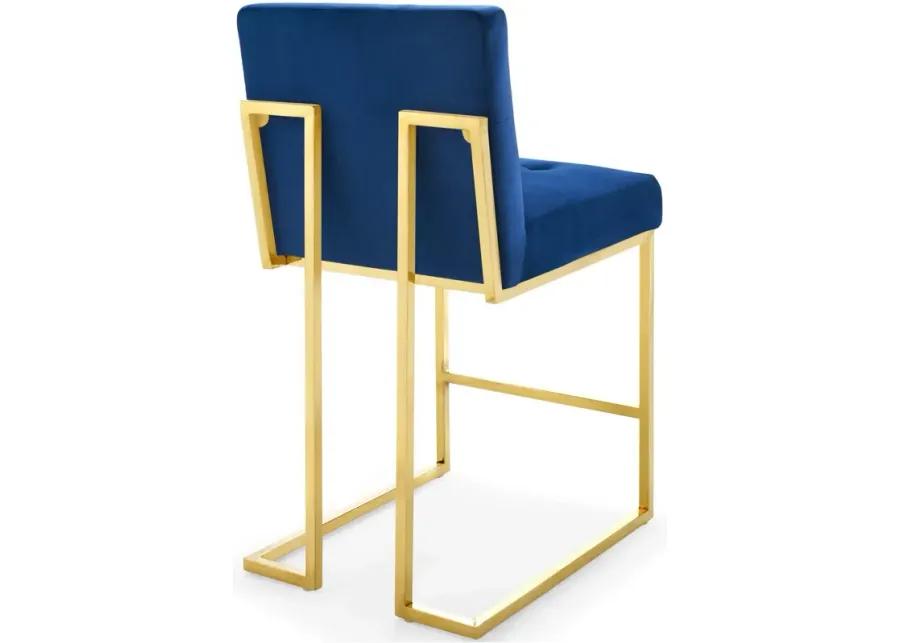 Privy Gold Stainless Steel Performance Velvet Counter Stool