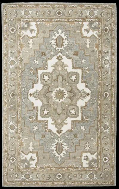 Suffolk Gray/Natural Oriental Medallion Wool 8' x 10' Rectangle Rug