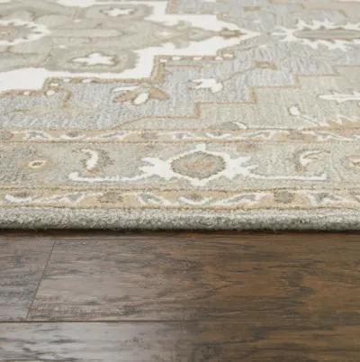 Suffolk Gray/Natural Oriental Medallion Wool 8' x 10' Rectangle Rug