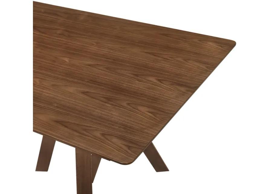 Cortina 79" Mid-Century Modern Walnut Wood Dining Table with Walnut Legs