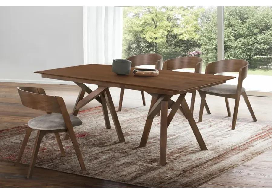 Cortina 79" Mid-Century Modern Walnut Wood Dining Table with Walnut Legs