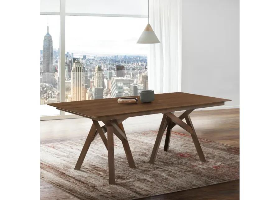 Cortina 79" Mid-Century Modern Walnut Wood Dining Table with Walnut Legs