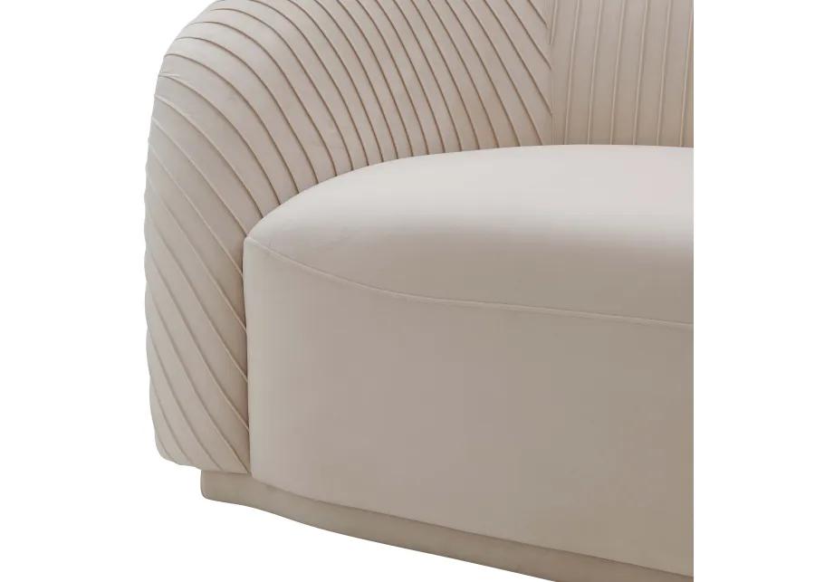 Yara Pleated Beige Velvet Sofa