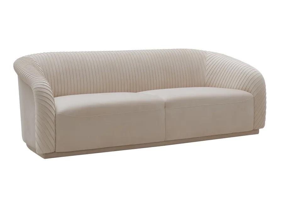 Yara Pleated Beige Velvet Sofa