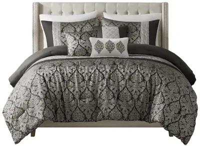 6 Piece Jacquard Comforter Set with Throw Pillows