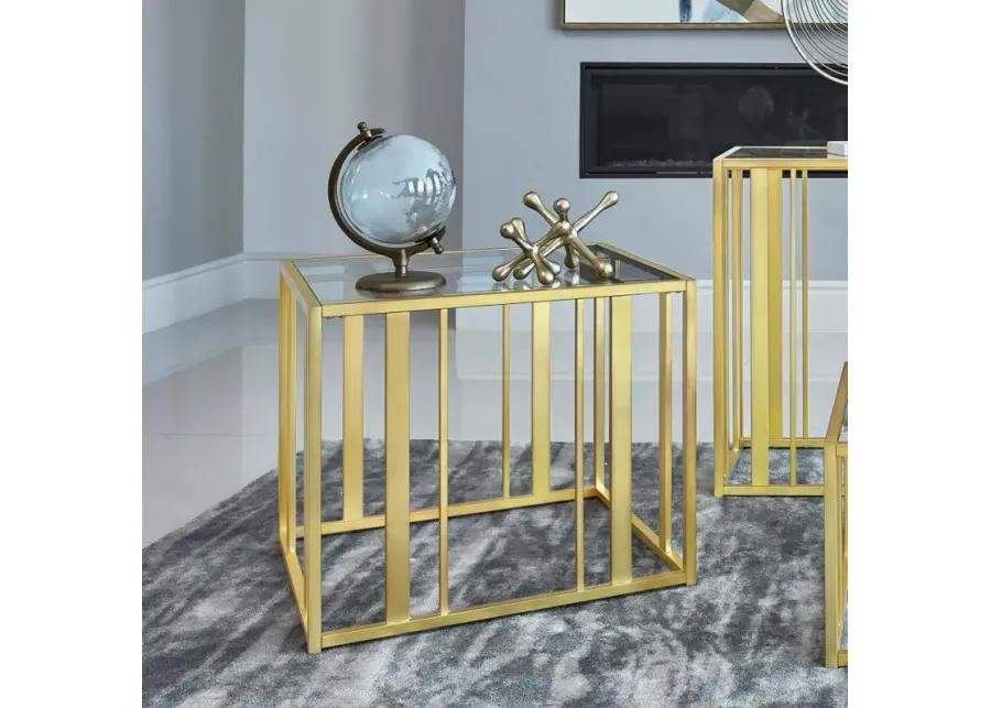 Adri Metal Frame End Table Matte Brass