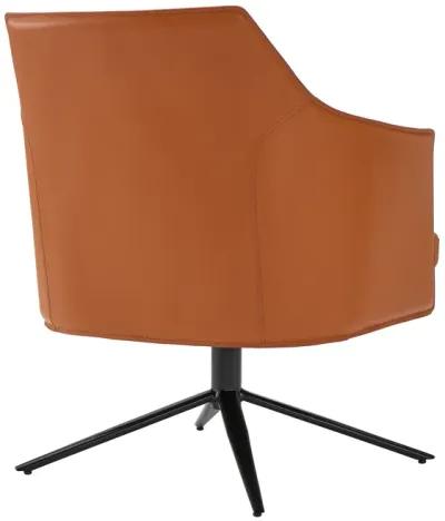 Signa Lounge Chair in Cognac Leatherette and Regenerated Leather with Black Steel Base