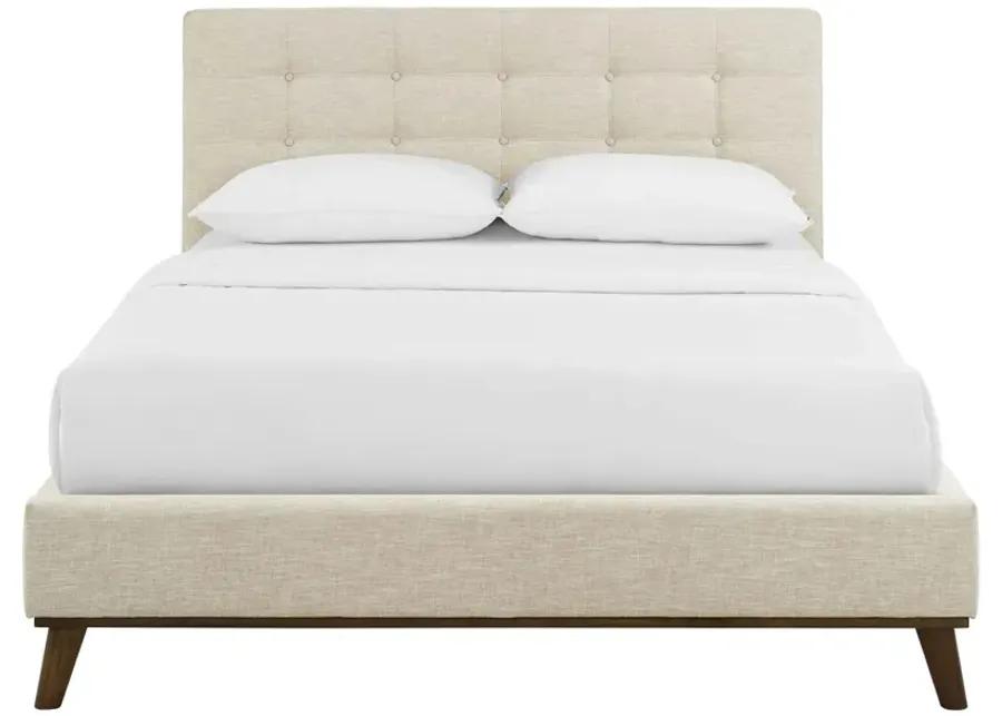 McKenzie Queen Biscuit Tufted Upholstered Fabric Platform Bed