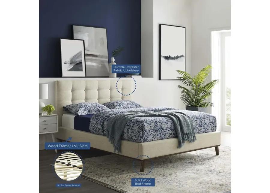 McKenzie Queen Biscuit Tufted Upholstered Fabric Platform Bed