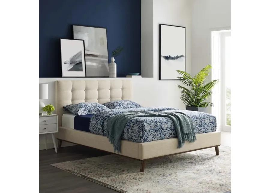 McKenzie Queen Biscuit Tufted Upholstered Fabric Platform Bed