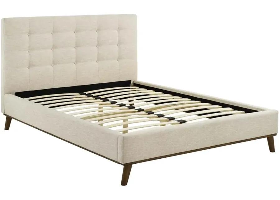 McKenzie Queen Biscuit Tufted Upholstered Fabric Platform Bed