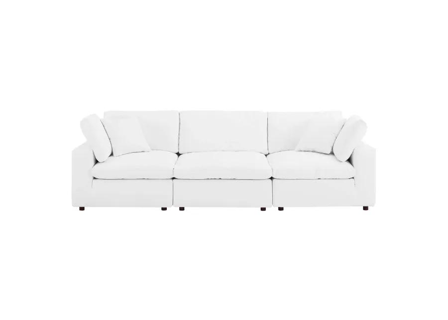 Commix Down Filled Overstuffed Vegan Leather 3-Seater Sofa