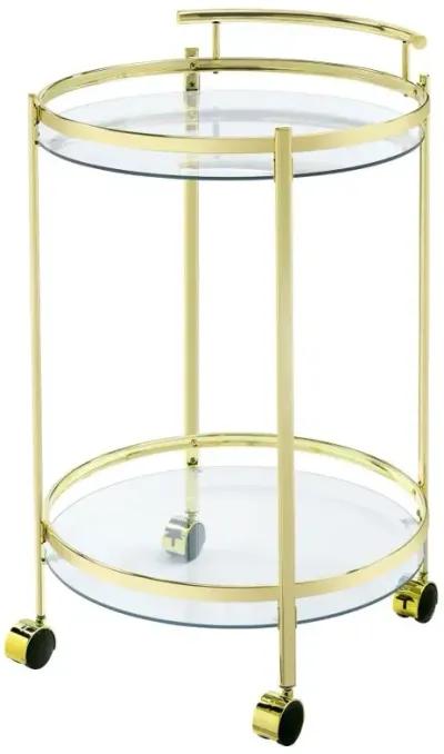 Chrissy 2-tier Round Glass Bar Cart Brass