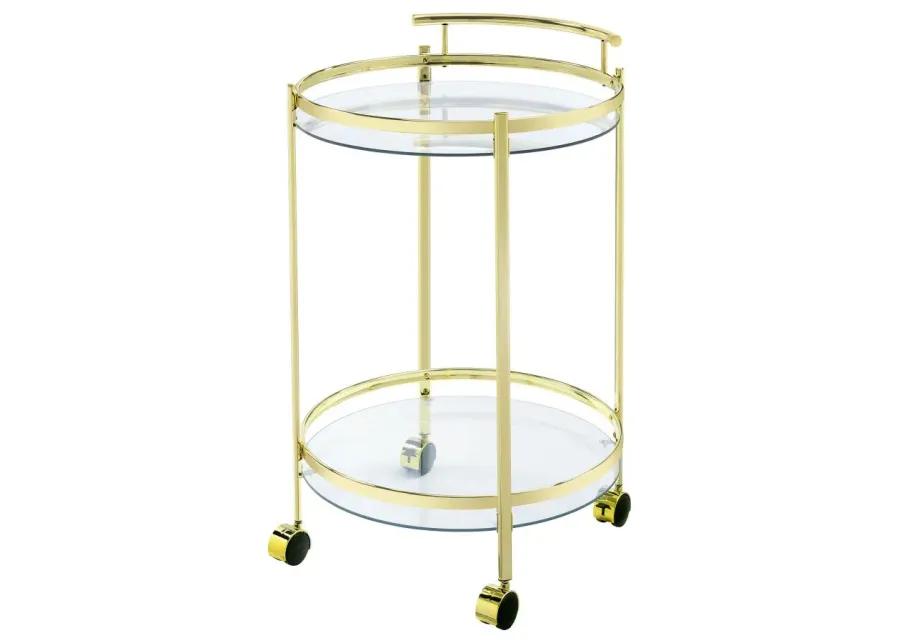 Chrissy 2-tier Round Glass Bar Cart Brass