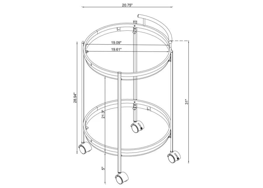 Chrissy 2-tier Round Glass Bar Cart Brass