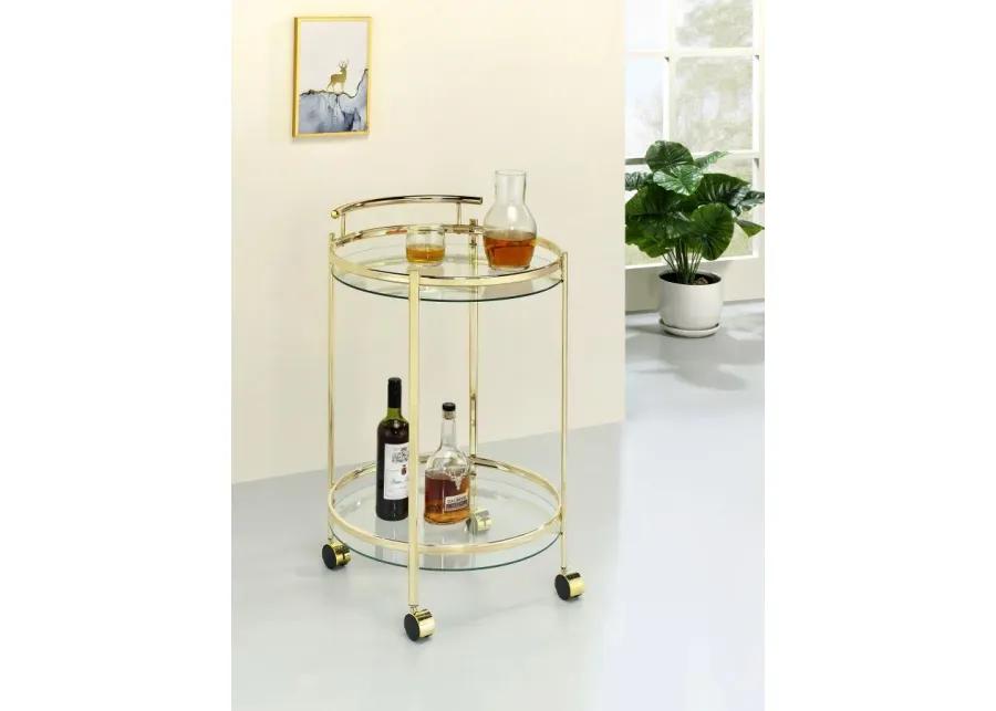 Chrissy 2-tier Round Glass Bar Cart Brass