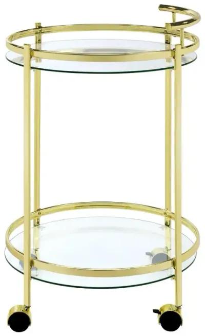 Chrissy 2-tier Round Glass Bar Cart Brass