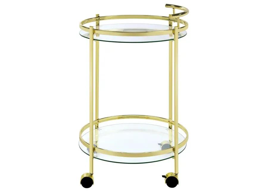 Chrissy 2-tier Round Glass Bar Cart Brass