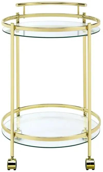 Chrissy 2-tier Round Glass Bar Cart Brass