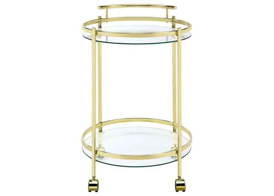 Chrissy 2-tier Round Glass Bar Cart Brass