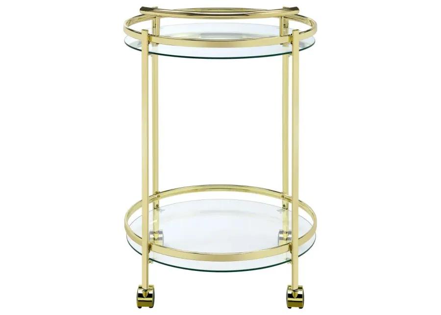 Chrissy 2-tier Round Glass Bar Cart Brass