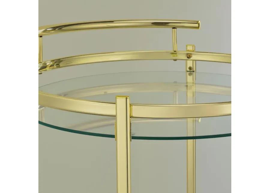 Chrissy 2-tier Round Glass Bar Cart Brass