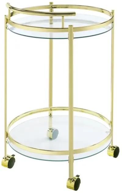 Chrissy 2-tier Round Glass Bar Cart Brass