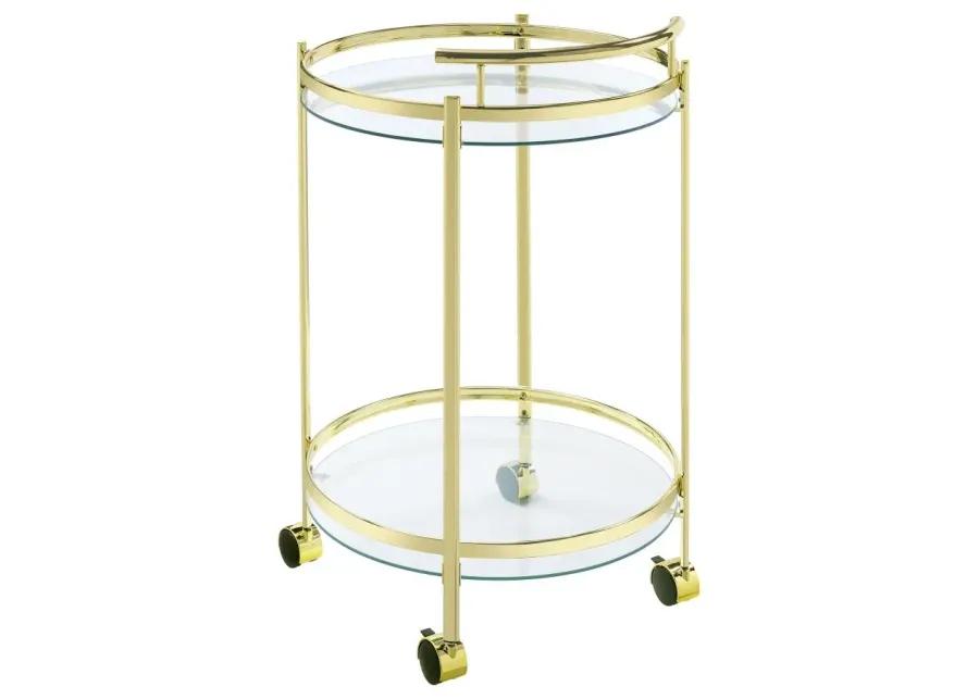 Chrissy 2-tier Round Glass Bar Cart Brass