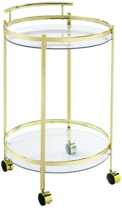 Chrissy 2-tier Round Glass Bar Cart Brass