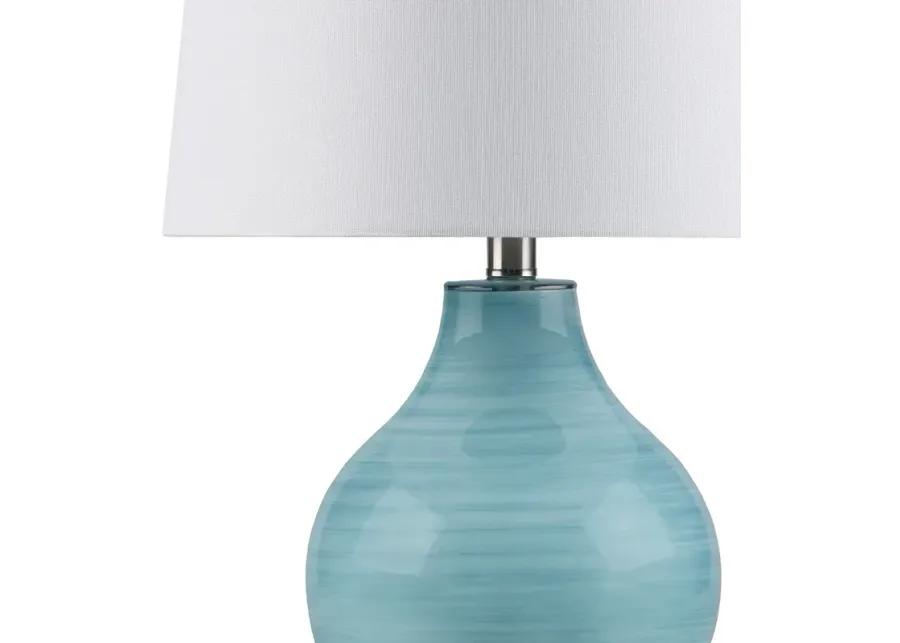 Blue Aqua Swirl Blown Glass Table Lamp