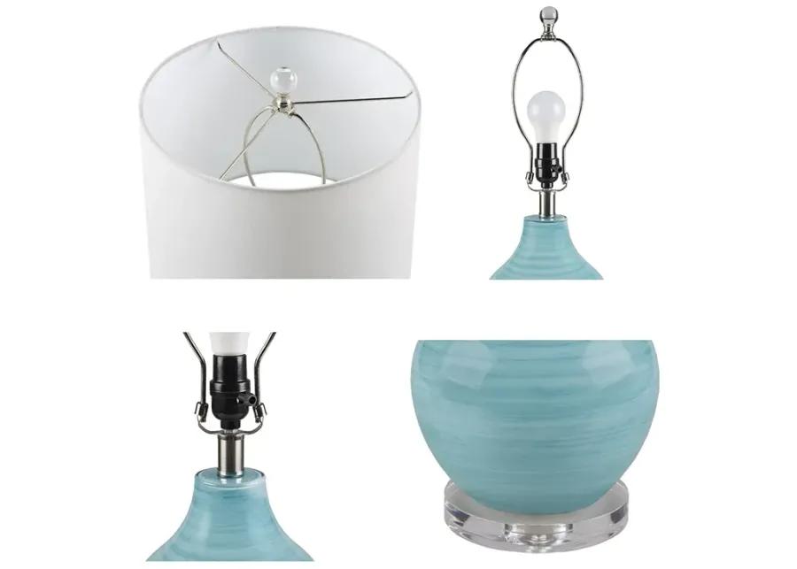 Blue Aqua Swirl Blown Glass Table Lamp