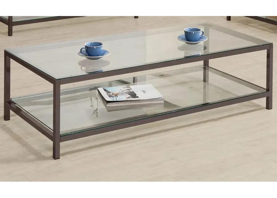 Trini Coffee Table with Glass Shelf Black Nickel