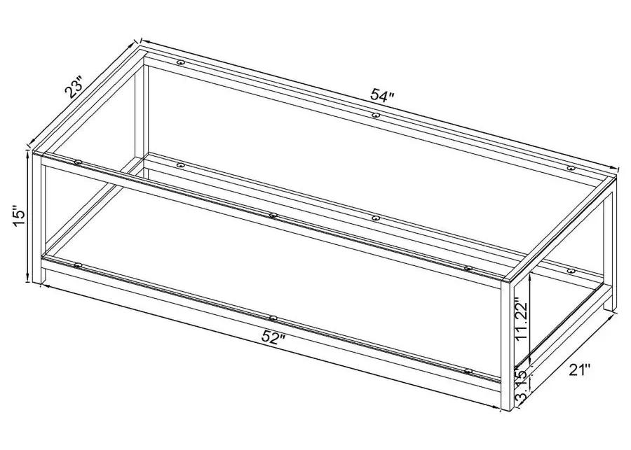 Trini Coffee Table with Glass Shelf Black Nickel