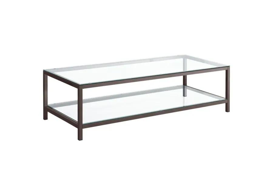 Trini Coffee Table with Glass Shelf Black Nickel