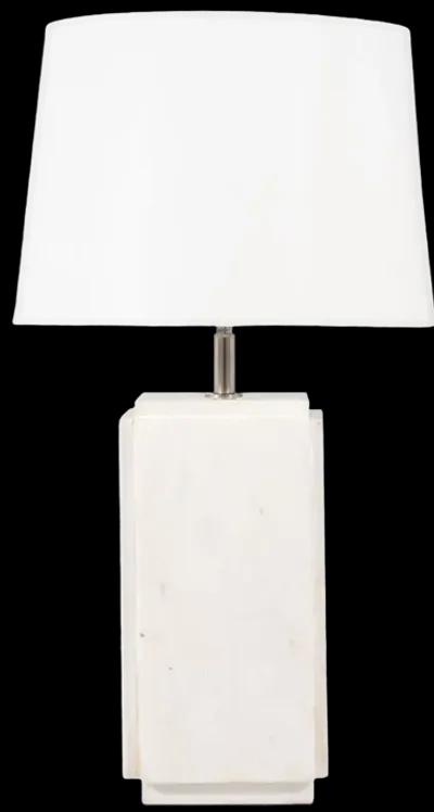 Marble, 27"h Fluted Table Lamp, White/off White