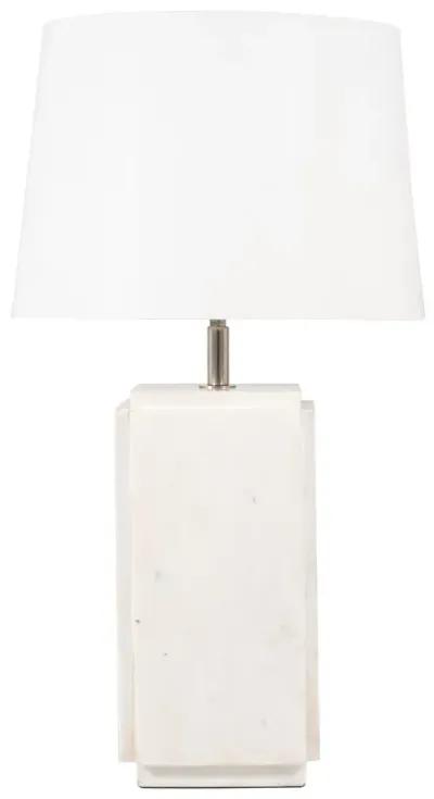 Marble, 27"h Fluted Table Lamp, White/off White