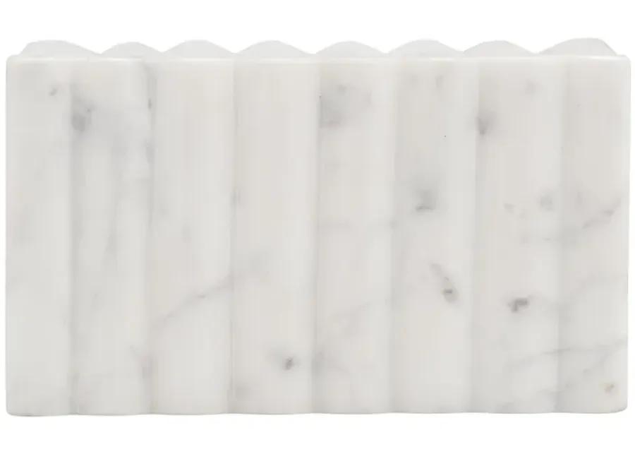 Marble, 7x3" Ridged Box, White