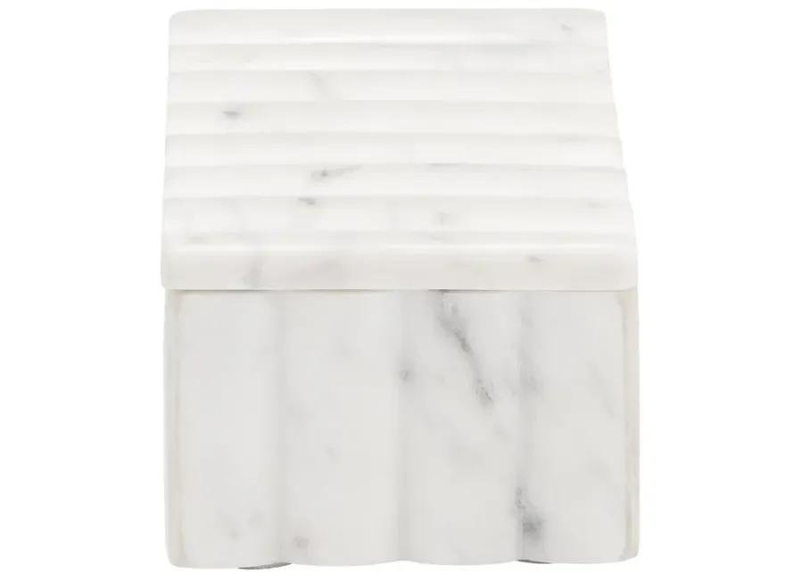 Marble, 7x3" Ridged Box, White