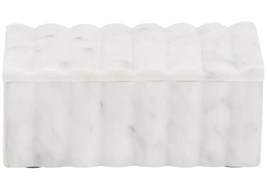 Marble, 7x3" Ridged Box, White