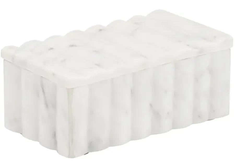 Marble, 7x3" Ridged Box, White