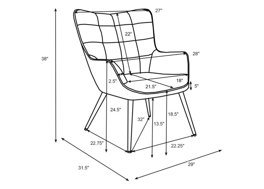 Isla Upholstered Flared Arms Accent Chair with Grid Tufted