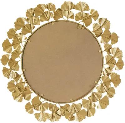 Martha Stewart Eden Gold Gold Gingko Leaf Round Wall Mirror 30.5"