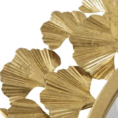 Martha Stewart Eden Gold Gold Gingko Leaf Round Wall Mirror 30.5"