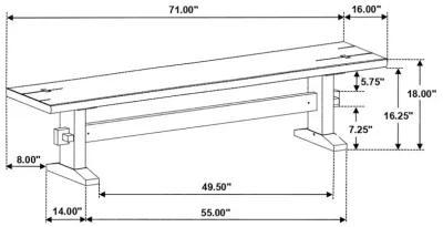 Abbeville Trestle Bench Natural Honey And Espresso