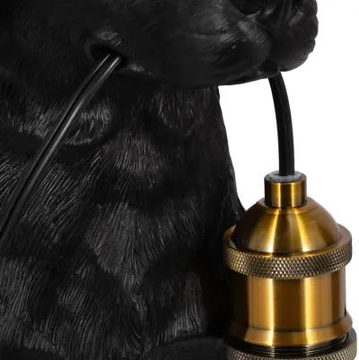 18" Dog Holding Lightbulb Table Lamp, Black/gold