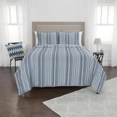 The Brady Twin XL Stripe Ivory Quilt -  Set of 3